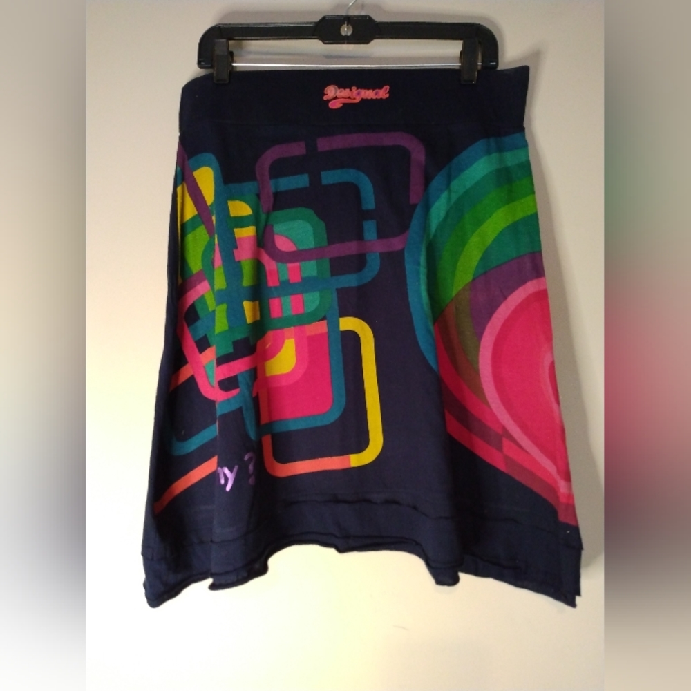 Navy abstract Skater skirt